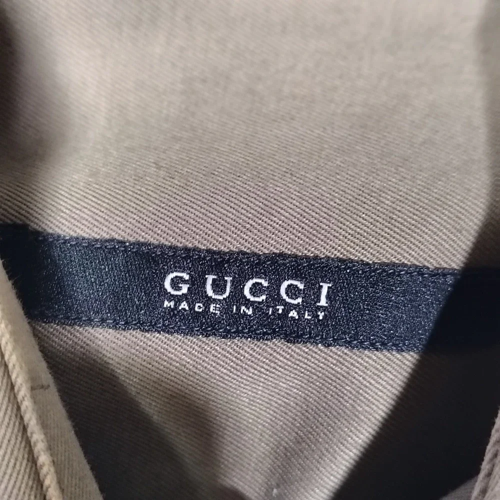Gucci Mens Button Down Shirt 16.5 42 Brown Cotton Blend Made in Italy Designer